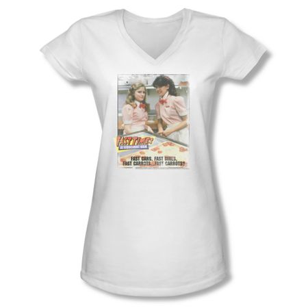 Fast Times At Ridgemont High Shirt Juniors V Neck Fast Carrots White Tee T-Shirt