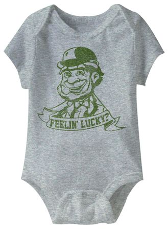 Feeling Lucky Funny Baby Romper Grey Infant Babies Creeper