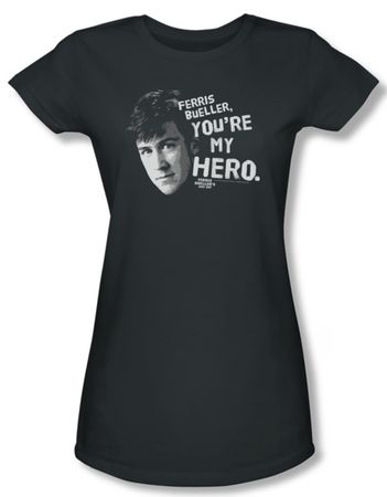 Ferris Bueller's Day Off Shirt Juniors My Hero Charcoal Tee T-Shirt