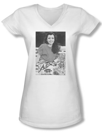 Ferris Bueller's Day Off Shirt Juniors V Neck Sloane White Tee T-Shirt