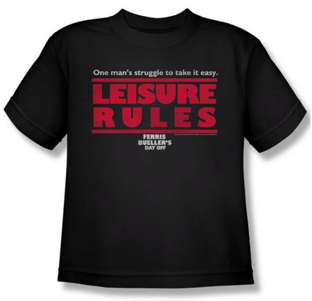 Ferris Bueller's Day Off Shirt Kids Leisure Rules Black Youth Tee T-Shirt