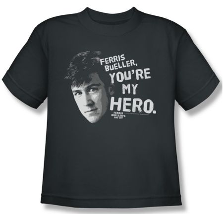 Ferris Bueller's Day Off Shirt Kids My Hero Charcoal Youth Tee T-Shirt