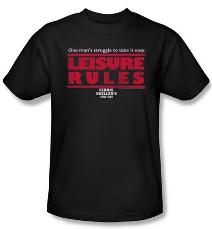 Ferris Bueller's Day Off Shirt Leisure Rules Adult Black Tee T-Shirt