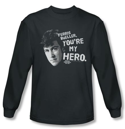 Ferris Bueller's Day Off Shirt My Hero Long Sleeve Charcoal Tee T-Shirt