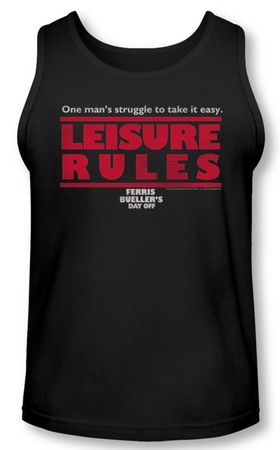 Ferris Bueller's Day Off Tank Top Leisure Rules Black Tanktop