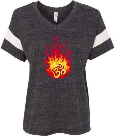 Fire OM Ladies Eco Jersey V Neck Yoga Shirt