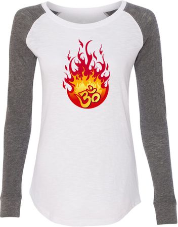 Fire OM Ladies Long Sleeve Preppy Patch Yoga Shirt