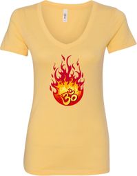 Fire OM Ladies V-Neck Yoga Shirt
