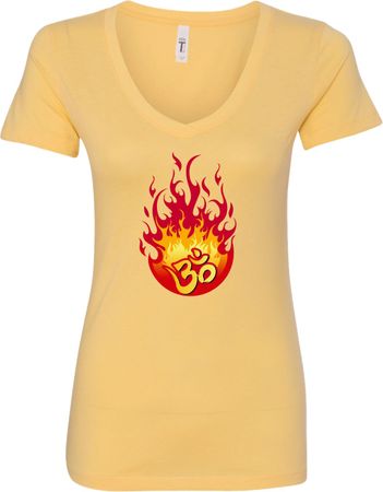 Fire OM Ladies V-Neck Yoga Shirt
