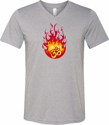 Fire OM Tri Blend V Neck Yoga Shirt