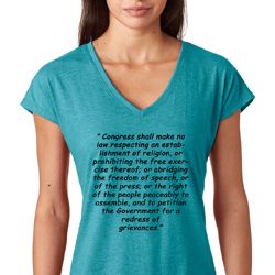First Amendment Ladies Tri Blend V-Neck Shirt