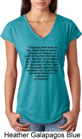 First Amendment Ladies Tri Blend V-Neck Shirt