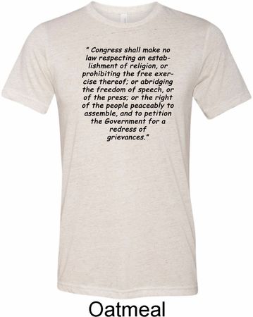 First Amendment Mens Tri Blend Crewneck Shirt