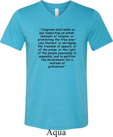 First Amendment Mens Tri Blend V-neck Shirt