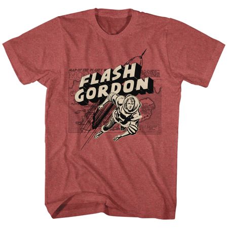 Flash Gordon Shirt Map of Mongo Red Heather T-Shirt