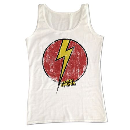 Flash Gordon Shirt Tank Top Distressed Bolt Logo Natural Tanktop