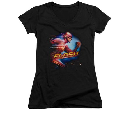 Flash Shirt Juniors V Neck Fastest Man Black T-Shirt