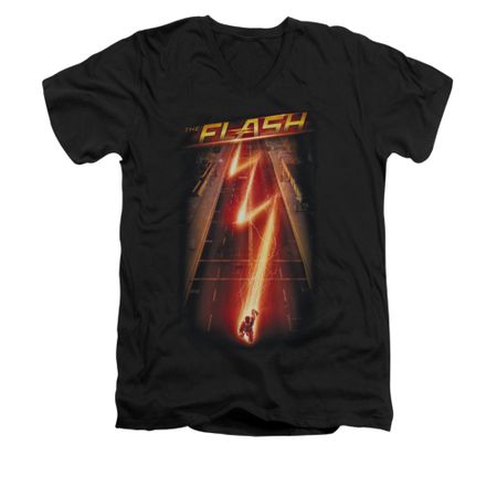 Flash Shirt Slim Fit V-Neck Lightning Bolt Black T-Shirt