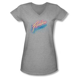 Flashdance Shirt Juniors V Neck Spray Logo Athletic Heather Tee T-Shirt