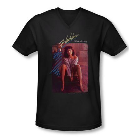 Flashdance Shirt Slim Fit V Neck Title Black Tee T-Shirt