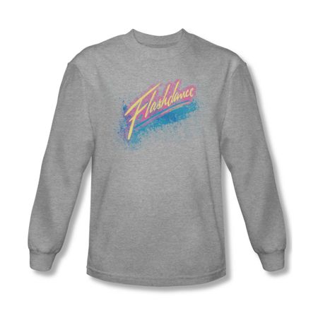 Flashdance Shirt Spray Logo Long Sleeve Athletic Heather Tee T-Shirt