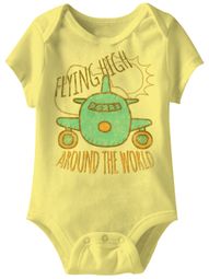 Flying High Around The World Funny Baby Romper Yellow Infant Babies Creeper Flying High Around The World Funny Baby Romper Yellow Infant Babies Creeper