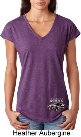 Ford 1974 Cobra Profile Bottom Print Ladies Tri Blend V-Neck Shirt