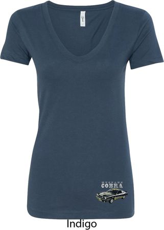 Ford 1974 Cobra Profile Bottom Print Ladies V-Neck Shirt