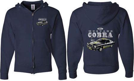 Ford 1974 Cobra Profile (Front & Back) Full Zip Hoodie
