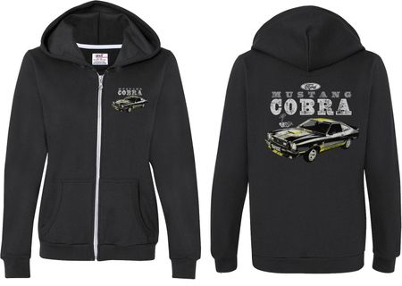Ford 1974 Cobra Profile (Front & Back) Ladies Full Zip Hoodie