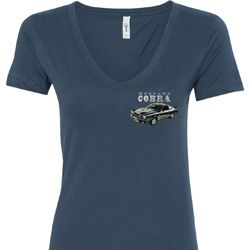Ford 1974 Cobra Profile Pocket Print Ladies V-Neck Shirt Ford 1974 Cobra Profile Pocket Print Ladies V-Neck Shirt