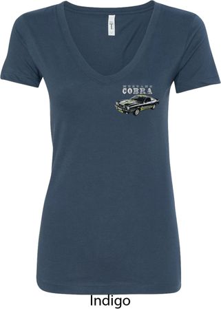 Ford 1974 Cobra Profile Pocket Print Ladies V-Neck Shirt