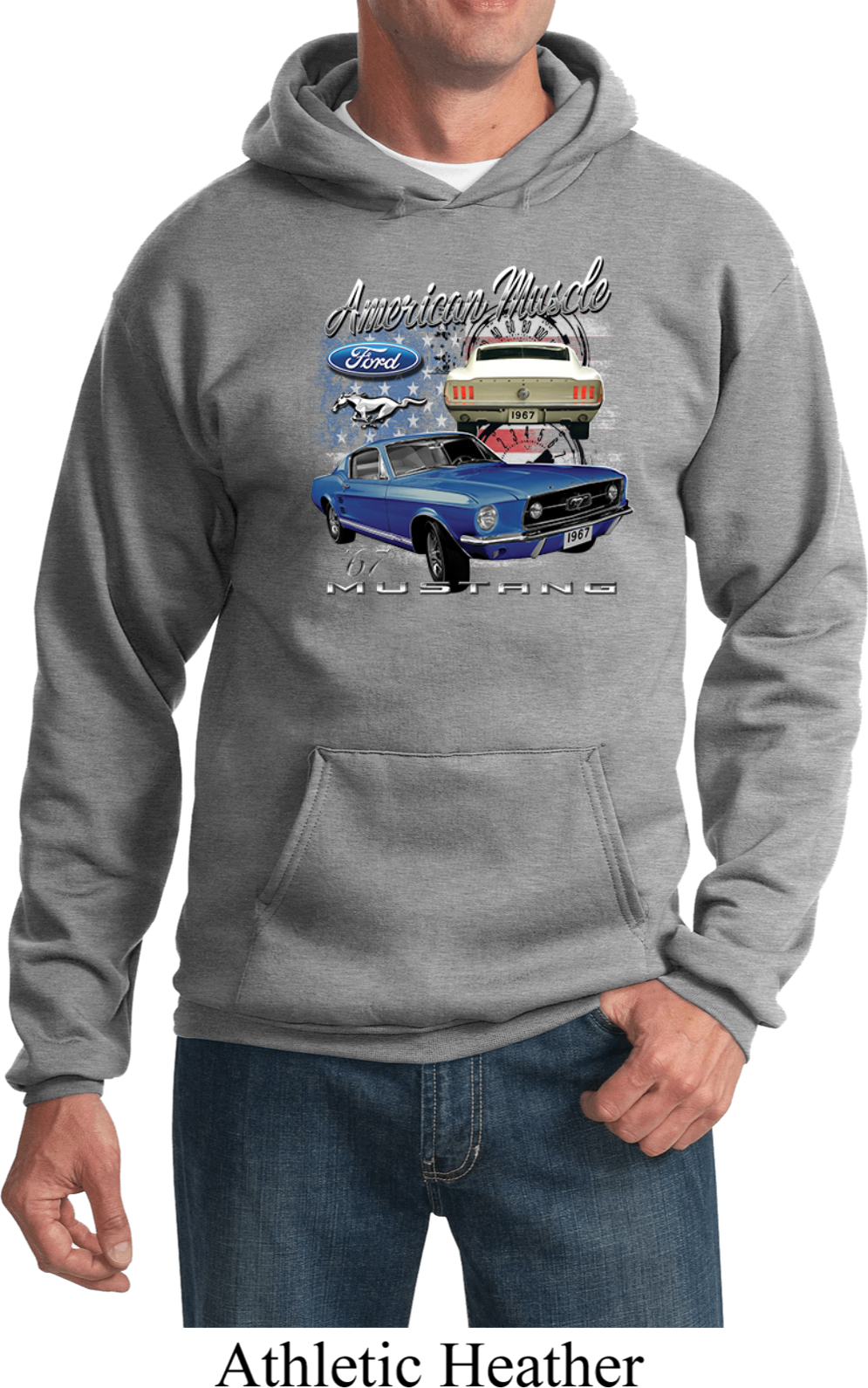 Classic 1968 Ford Mustang T-Shirt - Heavy Cotton, Forest Green, Large - View #11