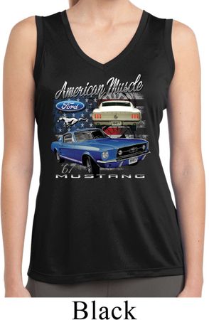 Ford American Muscle 1967 Mustang Ladies Sleeveless Dry Wicking Shirt