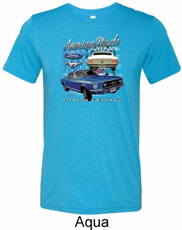 Ford American Muscle 1967 Mustang Mens Tri Blend Crewneck Shirt
