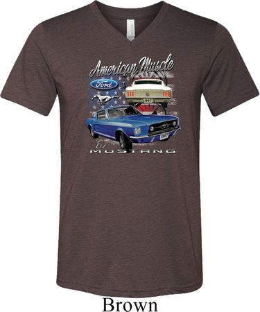 Ford American Muscle 1967 Mustang Mens Tri Blend V-neck Shirt
