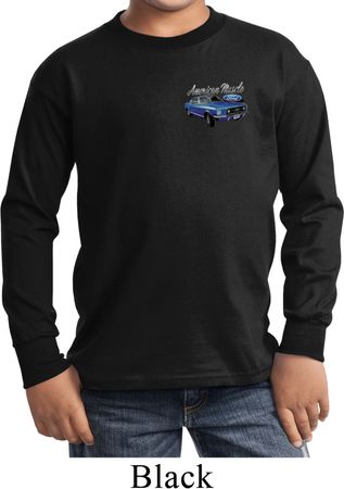 Ford American Muscle 1967 Mustang Pocket Print Kids Long Sleeve Shirt