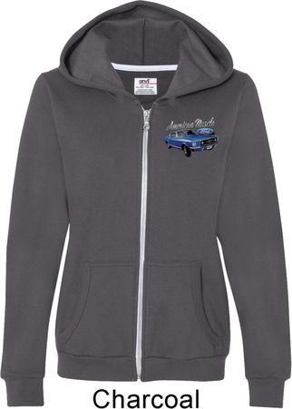 Ford American Muscle 1967 Mustang Pocket Print Ladies Full Zip Hoodie