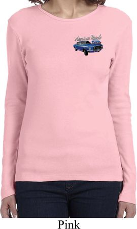 Ford American Muscle 1967 Mustang Pocket Print Ladies Long Sleeve