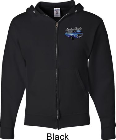 Ford American Muscle 1967 Mustang Pocket Print Mens Full Zip Hoodie