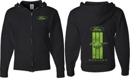 Ford Green Mustang Stripe (Front & Back) Full Zip Hoodie Ford Green Mustang Stripe (Front & Back) Full Zip Hoodie