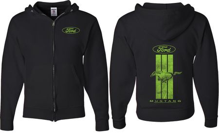 Ford Green Mustang Stripe (Front & Back) Full Zip Hoodie