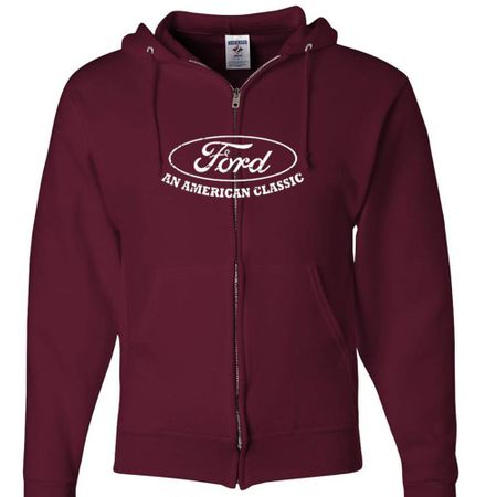 Ford Hoodie Distressed An American Classic Mens Full Zip Hoody