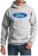 Ford Logo Hoodie Hooded Sweatshirt - Oval Emblem Adult Ash Hoody