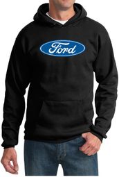 Ford Logo Hoodie Hooded Sweatshirt - Oval Emblem Adult Black Hoody