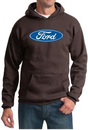 Ford Logo Hoodie Hooded Sweatshirt Oval Emblem Adult Brown Hoody