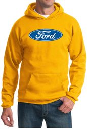 Ford Logo Hoodie Hooded Sweatshirt - Oval Emblem Adult Gold Hoody
