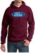 Ford Logo Hoodie Hooded Sweatshirt - Oval Emblem Adult Maroon Hoody