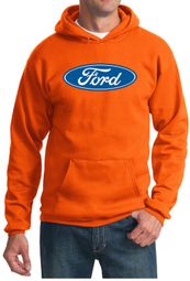 Ford Logo Hoodie Hooded Sweatshirt - Oval Emblem Adult Orange Hoody
