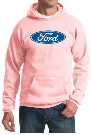 Ford Logo Hoodie Hooded Sweatshirt - Oval Emblem Adult Pink Hoody